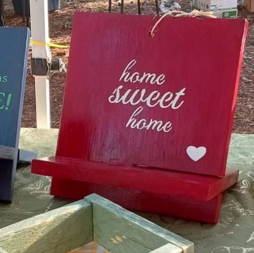 Wood Tablet or Book Holder Home Sweet Home Handmade Handcrafted
